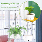 sungmor self watering hanging planter for indoor plants showing dimensions