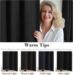 H.VERSAILTEX 100% Blackout Curtains for Bedroom Thermal Insulated Linen Textured Curtains Heat and Full Light Blocking Drapes Living Room Curtains 2 Panel Sets, Black, 52x45 Inch