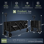 hikemoon 34'' extra long folding portable wagon cart, side view