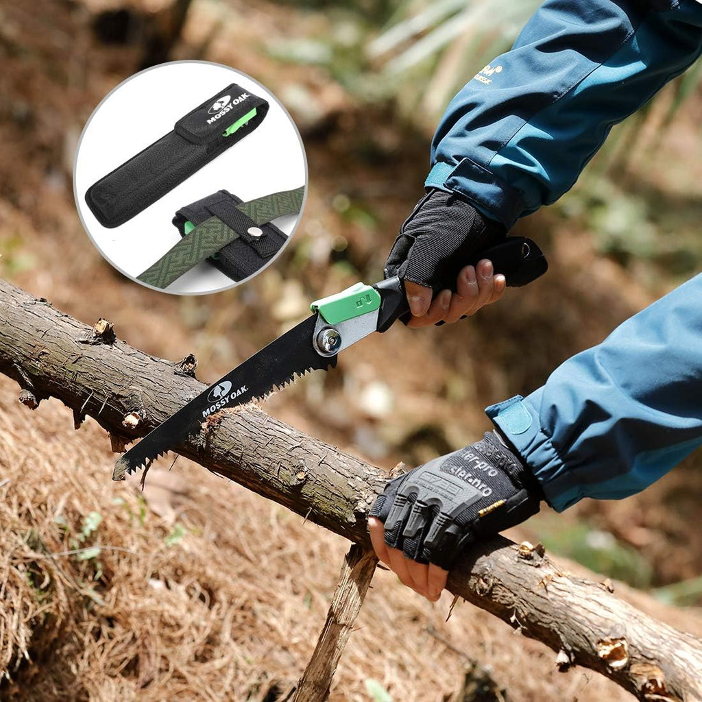 MOSSY OAK 3 in 1 Folding Saw, Pruning Hand Saw with Wood | Metal and PVC Blade, Camping Saw for Backpacking, Hunting and Bushcraft, Pouch Included
