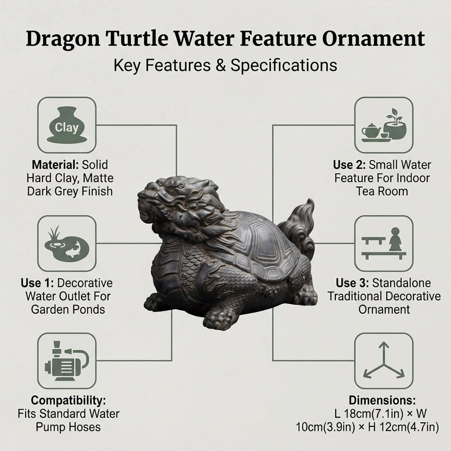 Pond spitters for Small Ponds Garden Decor for Koi Pond Decorative Stone-Effect Sculpture with Water Pump and Hose for Balcony,Courtyard Home Office