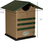 Poly Screech Owl Nesting Box, Saw-Whet and Kestrel Owl House, Green and Tan