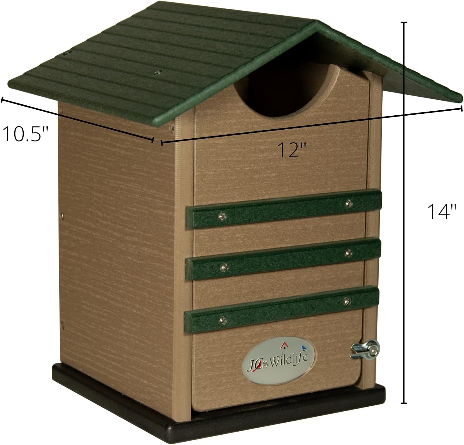 Poly Screech Owl Nesting Box, Saw-Whet and Kestrel Owl House, Green and Tan