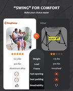 KingCamp Hammock Camping Chair, Swinging Portable Folding Camp Chairs for Adults Max 400lbs Heavy Duty Foldable Oversized Rocker with Aluminum Alloy Frame Cup Holder for Outdoor Beach Patio Sport