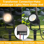 Low Voltage Safety Landscape Lights Outdoor: 7W 840LM LED Landscape Lighting with Connectors & Transformer for Tree Garden Yard Pathway | 24V Warm Yellow 3000K Spotlights | IP65 Waterproof | 24 Pack
