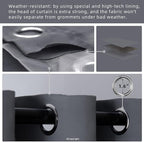 Water Proof Outside Curtains with Grommet Top for Porch, W84 x L84 Thermal Insulated Washable Light Block Outdoor Divider Drapes for Patio Gazebo Deck Pool Area Pergola Cabana (Gray, 2 Panels)