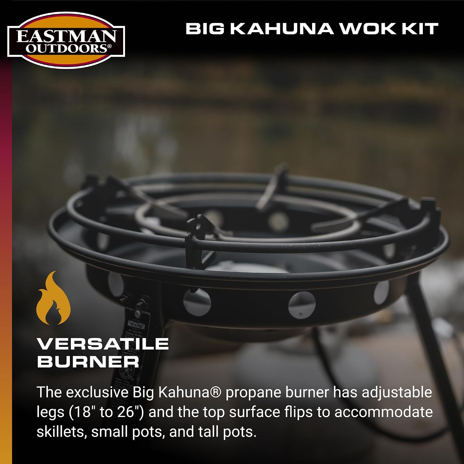 Eastman Outdoors 37212 Outdoor Gourmet 22 Inch Carbon Steel Wok Kit,Black & Steel