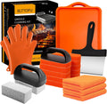 21 Pieces Griddle Cleaning Kit for Blackstone, Flat Top Grill Cleaning Accessories with Silicone Spatula Mat, Scraper, Grill Stone & Scouring Pads with Handle, Cleaning Gloves, Cleaning Towel