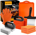 21 Pieces Griddle Cleaning Kit for Blackstone, Flat Top Grill Cleaning Accessories with Silicone Spatula Mat, Scraper, Grill Stone & Scouring Pads with Handle, Cleaning Gloves, Cleaning Towel