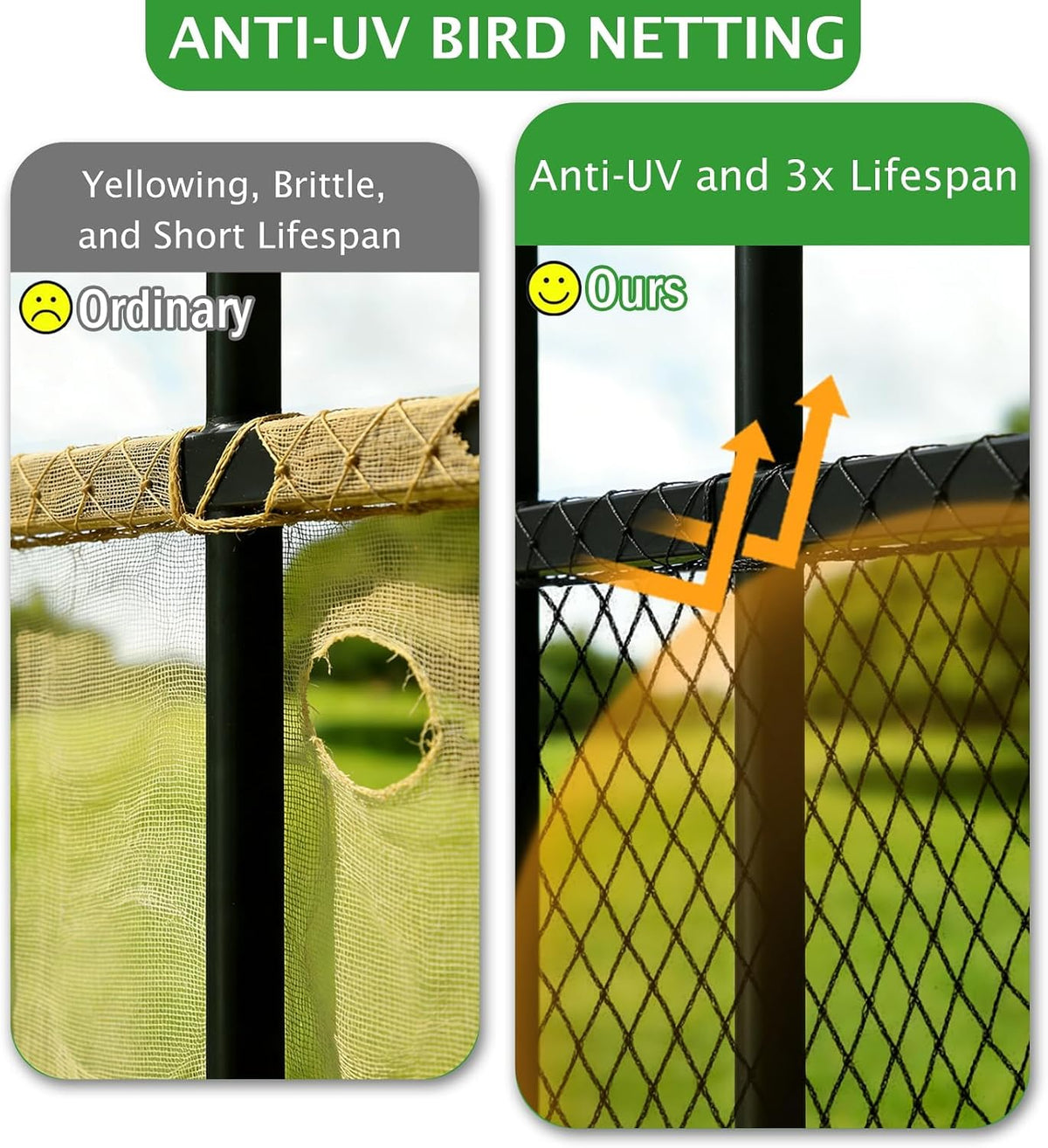 specilite heavy duty bird netting for chicken coop, close-up detail