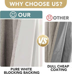H.VERSAILTEX Primitive Linen Curtains 100% Blackout Curtain Drapes Burlap Fabric Curtains with White Thermal Insulated Liner, Grommet Top Drapes Living Room/Bedroom (2 Panels, 42 x 84 Inch, Stone)