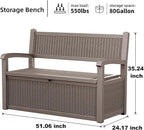 EasyUp 80 Gallon Outdoor Storage Bench Lockable Deck Box Outdoor Storage Box Waterproof for Patio,Garden,and Porch – Perfect for Storing Garden Tools and Cushions(Gray)