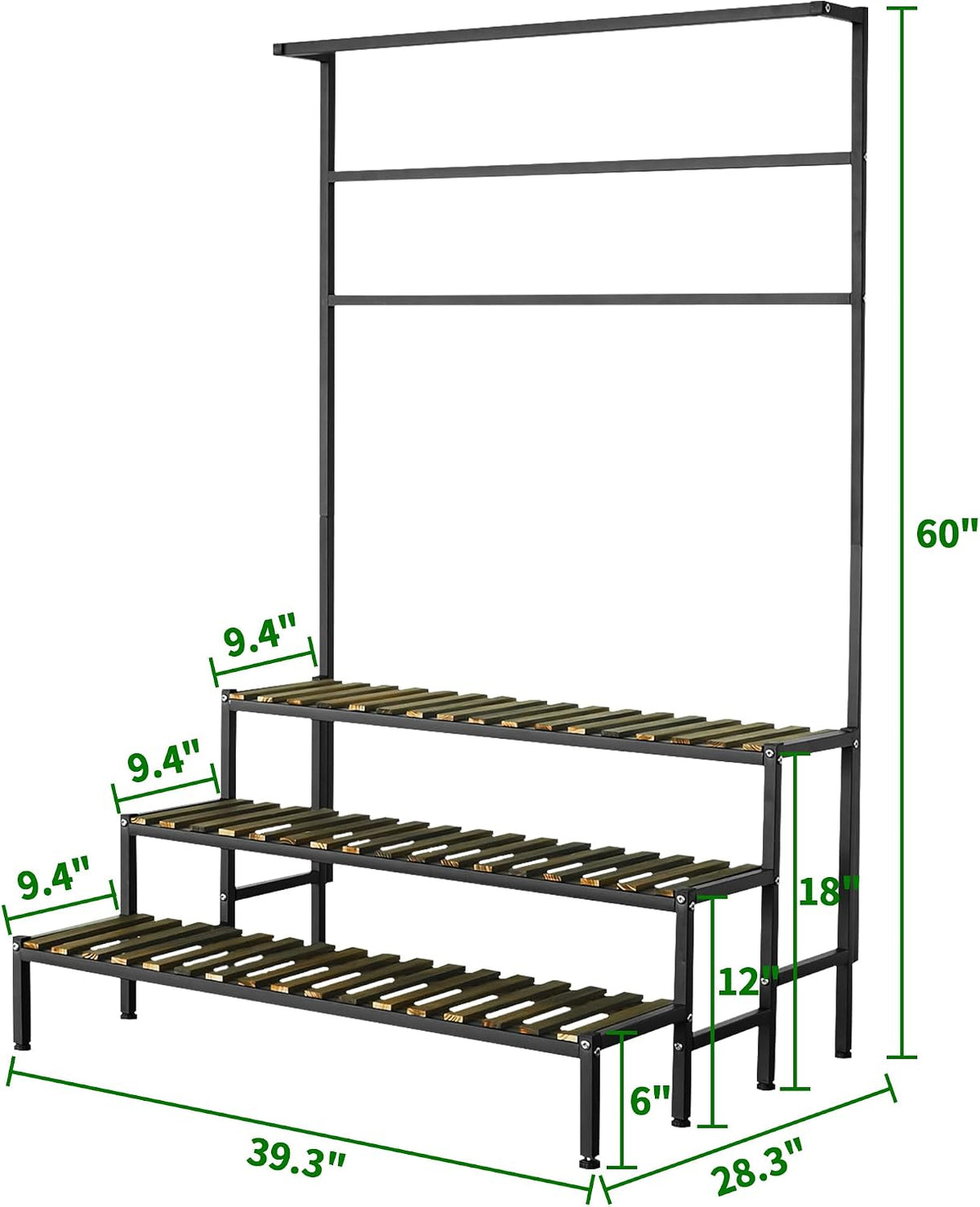 large plant stand, indoor outdoor, hanging with bar, package contents