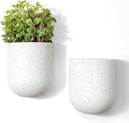LA Jolie Muse Wall Hanging Planters for Indoor Plants，Hanging Flower Pots for Air Plants Succulent, Set of 2, 5.7L*4.1W*7H, Speckled White | Wall Hanging Planters, Decorative Wall Planters for Air Plants, Succulents, Hanging Flower Pots, 5.7*L4.1W*7H