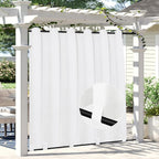 Easy-Going Linen Look Outdoor Curtains Waterproof Windproof Porch Curtains, Soft Thicken Outdoor Privacy Curtains for Patio, Gazebo, Grommet Top and Tab Bottom Drape, 1 Panel, 110x84 inch, White