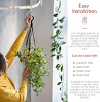Feedee Macrame Plant Hangers - 6 Pack, Black, Indoor/Outdoor, Cotton
