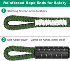 SELEWARE Heavy Duty Tree Swing Ropes, 5FT Hammock Tree Straps Hanging Kit | 2 Pcs Green Swing Straps with Stainless Steel Locking Carabiners for Indoor Outdoor Swings Hammock Playground Set Accessories