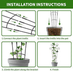 2 Pack 30 Inch Taller Plant Trellis for Potted Climbing Plants Indoor,Expandable Metal Garden Trellis for Climbing Plants,Flowers Vine Ivy, Sturdy Houseplant Support for Potted Plants with Ties