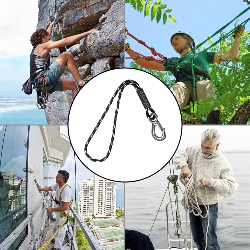 1Pcs 59" Tree Swing Ropes Hanging Swing Strap for Hammock Black | 2500LBs Capacity Hanging Swing Rope with Hook Hammock Chair Strap for Hanging Swing Chair, Tree Branch, Tree Swing Seat