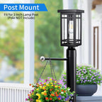 14'' Outdoor Solar Post Light, Dusk to Dawn Solar Lamp Post, Black, 1 Pack | Lamp Posts Light Fixture, Waterproof Outdoor Pole Lights for Yard Garage Porch Patio (Included Mounting Base)