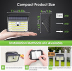 CLAONER Solar Lights Outdoor [𝟏𝟎 𝐏𝐚𝐜𝐤/126 LED], Wireless Motion Sensor Lights, IP65 Waterproof Security Lights 3 Modes, 270° Lighting Angle, Ultra-Bright Wall Lights for Deck Patio Fence Garage