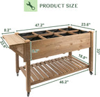 raised garden bed outdoor with lockable wheels, 55"x shown in use