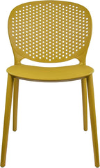 2xhome Set of 4 Patio Dining Chairs | Modern Stackable Outdoor Pool Side Chair | Weather Resistant Plastic for Yard, Porch, Balcony, Kitchen, Yellow