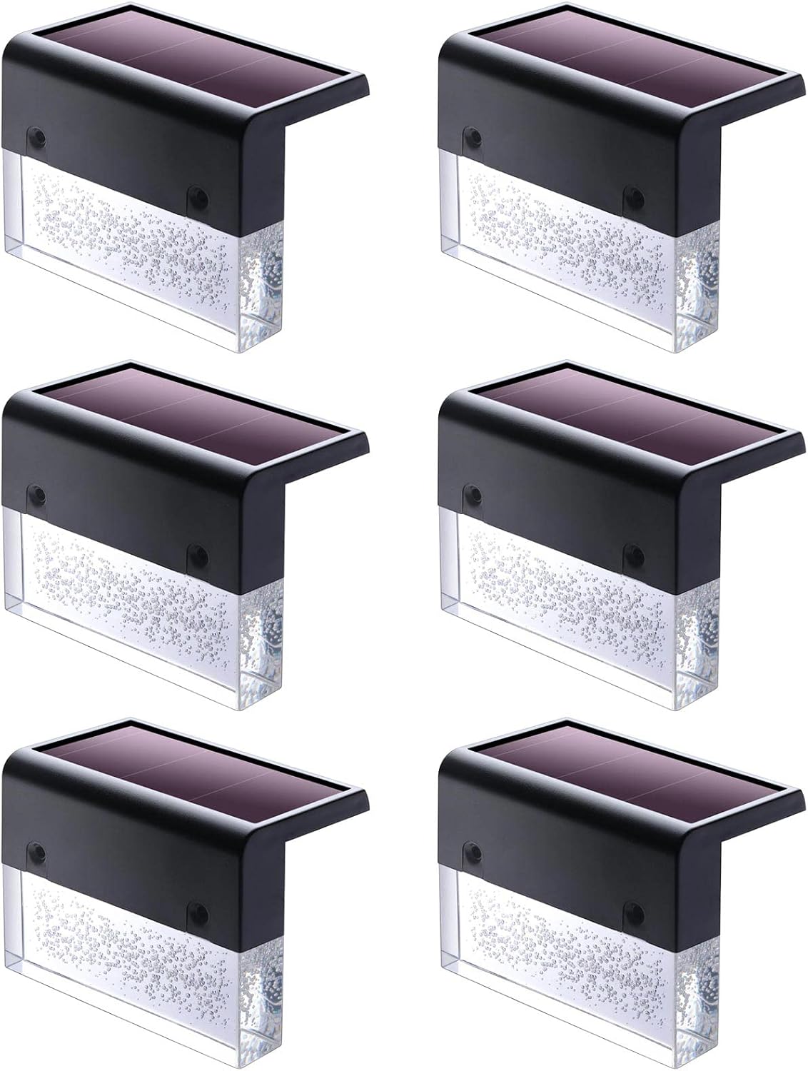 denicmic solar deck lights outdoor waterproof 6 pack, front angle view