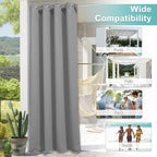 NICETOWN Blackout Outdoor Curtain for Patio Waterproof, Thermal Insulated Rustproof Grommet Privacy Indoor Outdoor Living Divider Curtain/Drape for Gazebo, Silver Grey, 1 Panel, 100" W by 108" L
