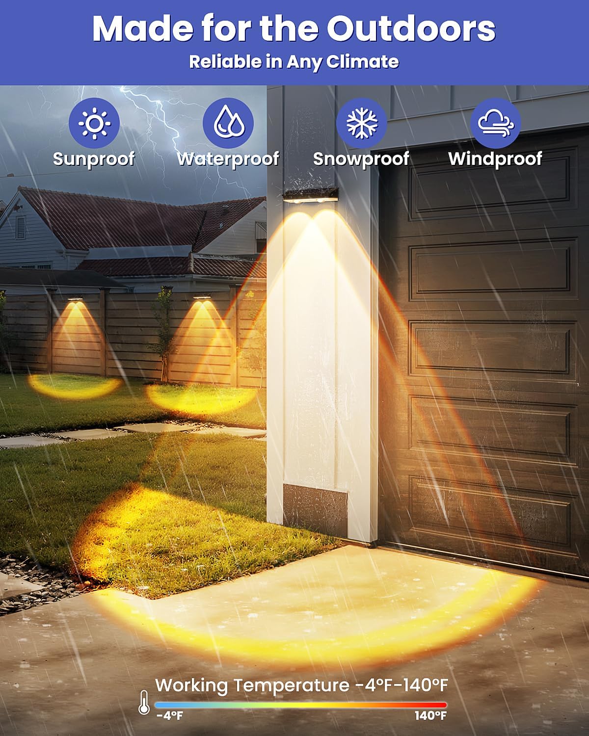 Solar Fence Lights Outdoor, 10 Pack Warm White/RGB Fence Solar Lights with 2 LED, IP65 Waterproof, Backyard Patio Decor for Deck, Wall, Railing, Pool, Stair