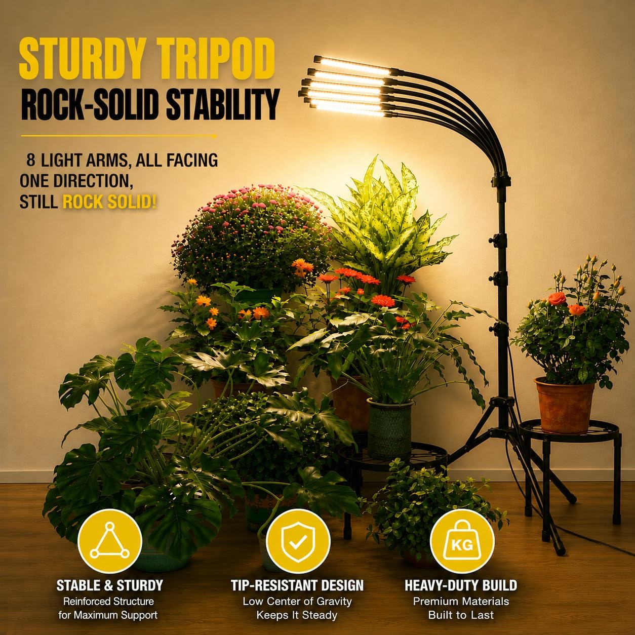 Grow Lights for Indoor Plants, Full Spectrum Grow Light for Indoor Growing with Tripod Stand, Auto On/Off Timing 4/8/12H, Plant Grow Lights Indoor.