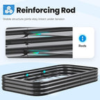 Quictent Galvanized Raised Garden Bed Kit, 8x4x1 ft Oval Metal Planter Box for Vegetables, Strengthened by Crossbar, Dark Gray, 2PCS