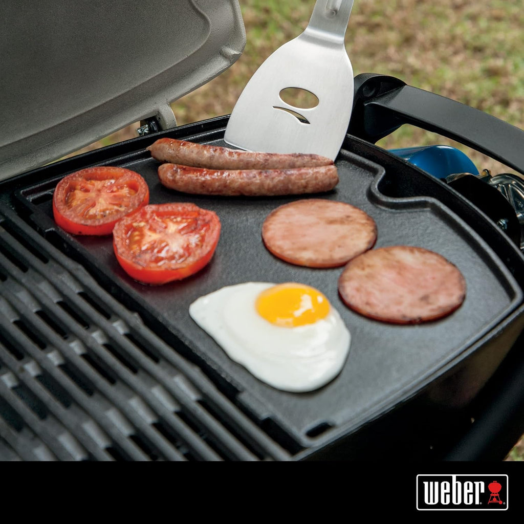 Weber® Q Griddle for Q 100/1000 Series | Porcelain‑Enameled Cast‑Iron Griddle, Superior Heat Retention, Easy‑Clean Surface, No‑Spill Rim, Grill Accessory