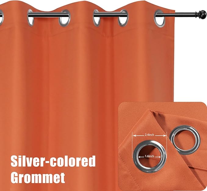 BONZER Extra Wide Waterproof Outdoor Curtains for Patio Heavy Privacy Light Filtering Grommet Outside Curtains for Porch, Pergola, Gazebo, 1 Panel, 150W x 108L inch, Mecca Orange