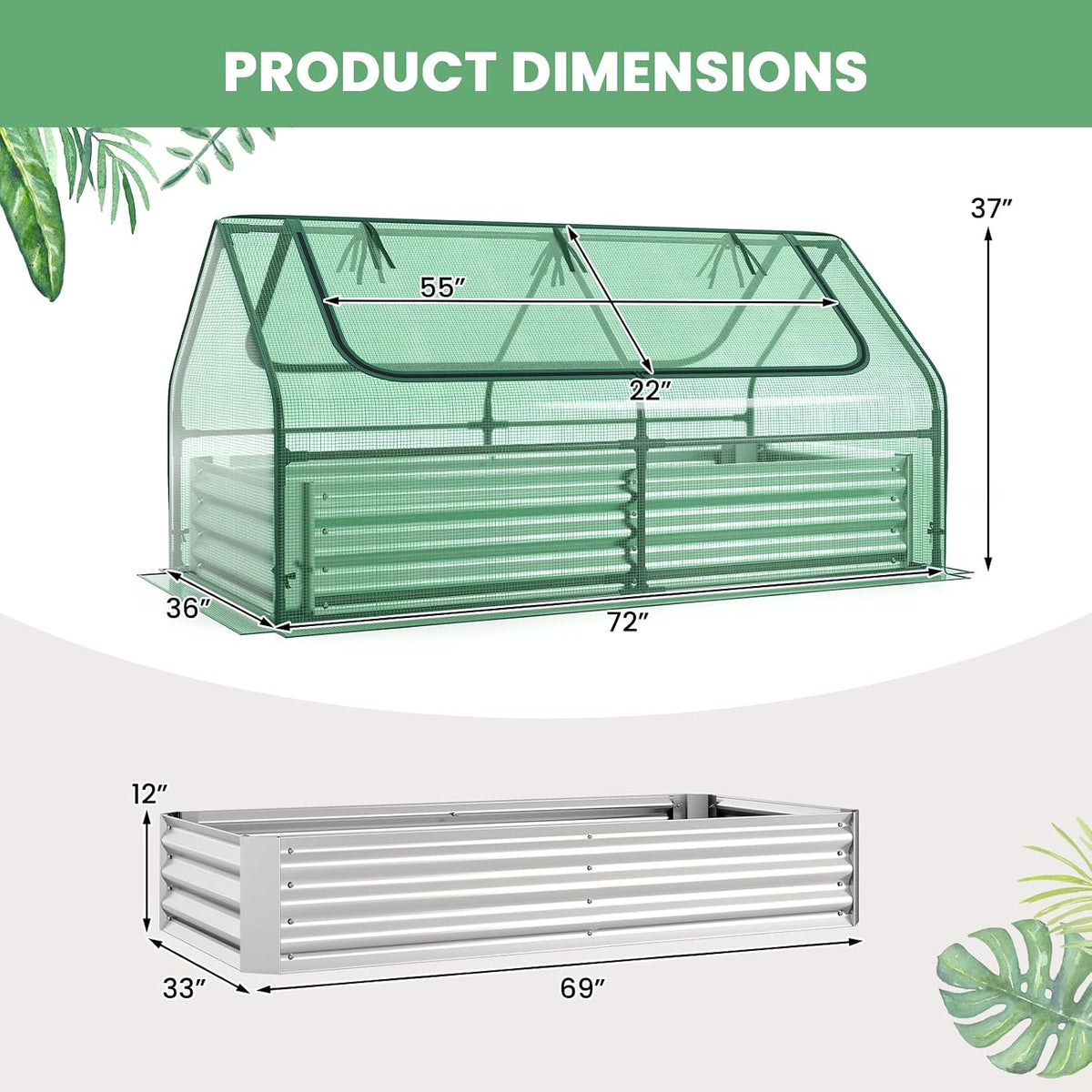 happygrill raised garden bed with cover, 2 large, view 9