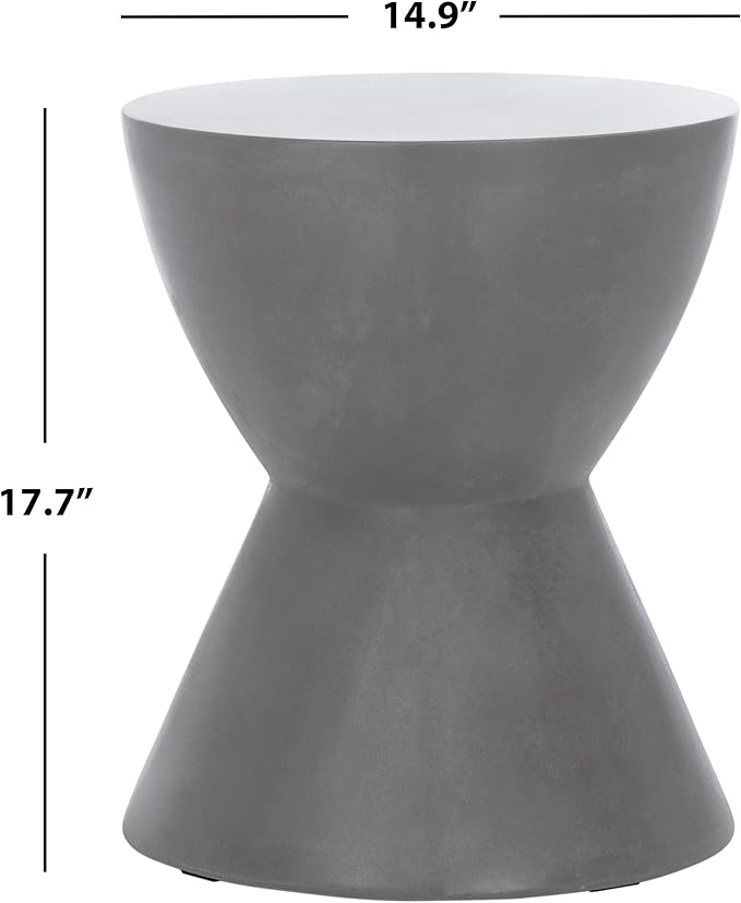 Safavieh Outdoor Collection Athena Modern Concrete Dark Grey Round 17.7-inch Accent Table