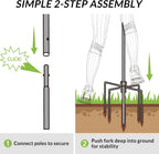 Walensee String Light Poles with Hook Outdoor Metal Pole for Hanging, Garden Party 9.4FT Lights Hanger with 5-Prong Fork Steel Stand Holder for Patio Christmas Wedding 2 Pack