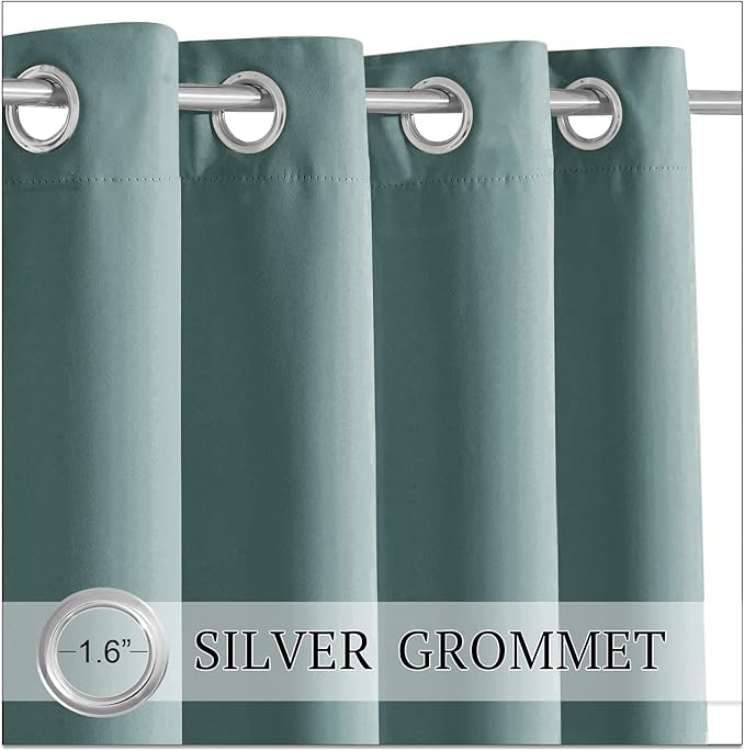 RYB HOME Outdoor Curtains for Patio, Waterproof Blackout UV Protection Outside Decor for Porch Swimming Pool Hut Garden Pavilion Pop Up Tent Pergola Balcony, W 52 x L 95, 1 Panel, Greyish Blue