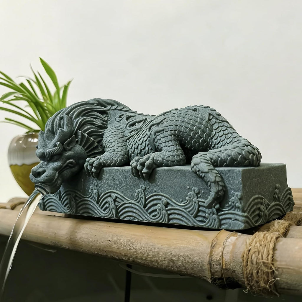Blue Sandstone Pond Spitter Water Guarding Beast Fountain Statue Yard Decor | Blue sandstone water-guarding beast fountain with pump. A animal water feature and garden decor for yards and ponds