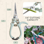 Modern Sprout Pruning Shears - Garden Snips - Herb Scissors - Sage 1-Pack | Lightweight Gardening Tool - Durable Carbon Steel Blade W/Easy-Lock - Gardening Supplies - Flower Cutter - Reusable Holster