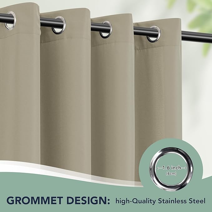 Outdoor Curtains for Patio Waterproof - 6 Panels Privacy Weatherproof Outside Curtains with Grommets for Pergola, Gazebo, Porch, Cabana, Balcony, 54 x 84 Inch, Taupe
