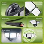 Philips 72W 7400LM LED Flood Lights Outdoor, Switch Controlled Aluminum Security Lights, 3 Adjustable Heads, Wall Mount, 5000K Daylight, Waterproof for Yard, Garage (2 Packs)
