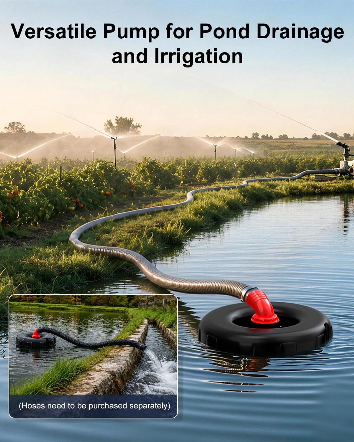 SYY Pond Fountain Aerator, 1HP 15000 GPH 110V Stainless Steel Floating Fountain Pump with Timer, 100FT Power Cord & 2×100FT Rope, Energy Efficient for Water Circulation & Oxygenation in Large Ponds