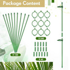 meekoo 120 Pcs Adjustable Garden Plant Support Stakes Single Stem Plant Cage Support Rings with Clips and Connect Pipe for Orchid Rose Tomato, 12 Inch (Green)