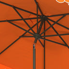 SAFAVIEH 9ft Outdoor Patio Umbrella, Round, Valance, Orange, Auto Crank Tilt, UV Resistant for Deck, Backyard, Poolside (PAT8006O)