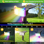 WdtPro Solar Color Changing Spot Lights, 8 Lighting Modes Solar Lights Outdoor Waterproof, Multicolor RGB Outdoor Lights, 7 Colors Auto Cycling Landscape Spolights for Yard Garden Decoration, 2 Pack