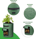 Delxo 10 Pack 10 Gallon Potato Grow Bags,Grow Bags for Vegetable with Window, Double Layer Premium Breathable Nonwoven Cloth for Potato/Plant Container/Aeration Fabric Pots with Handles in Green
