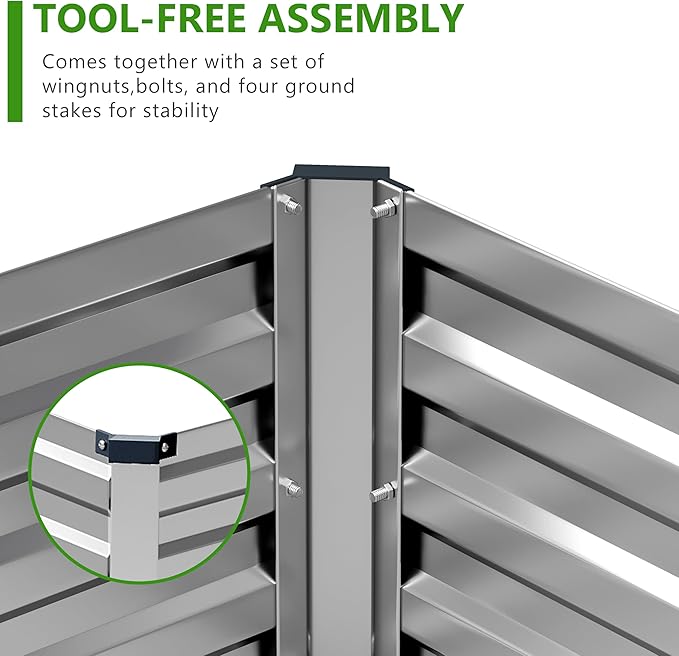 2PCS 10x3x1ft Galvanized Raised Garden Bed Kit,Metal Planter Box for Vegetables,Flowers,Herbs Durable Rust-Resistant Patio Gardening Beds,Silver