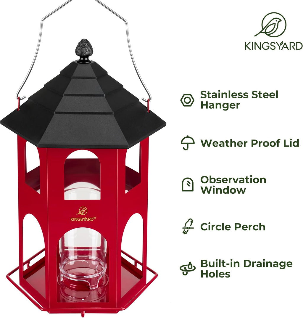 kingsyard metal bird feeder for outdoor hanging, wild, close-up detail