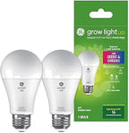 GE Grow LED Plant Light Bulb, Balanced Spectrum, A19, 2 Pack | Indoor grow light for seeds, vegetables, herbs, balanced spectrum, standard A19 base, energy-efficient LED, 2 bulbs included